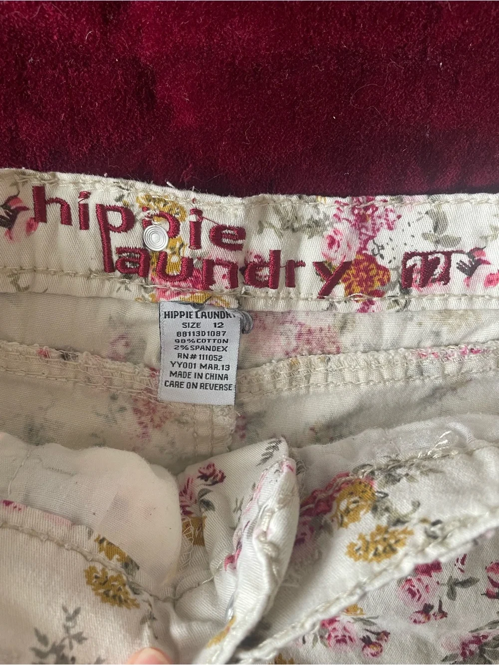 hippie laundry White Floral Kids Denim Shorts with Pink & Gold Flowers